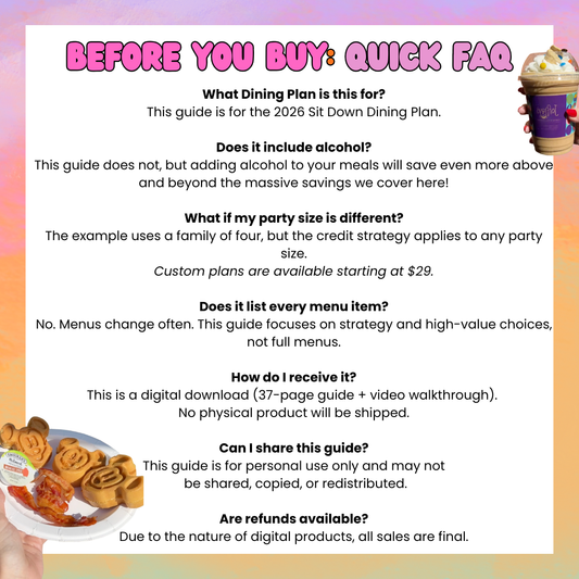 Sit Down Disney Dining Plan (DDP) Guide - by @parkhopwithamber