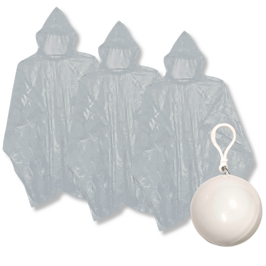 3 Disposable Rain Poncho Refills + 1 Keychain Carrying Case